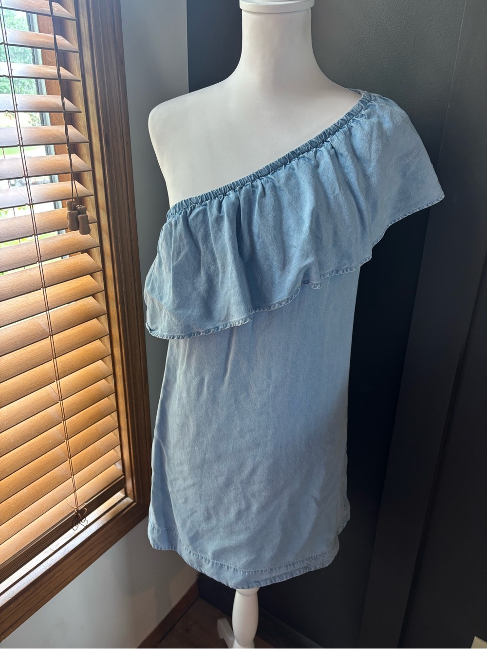 7 For All Mankind Lyocell One Shoulder Ruffle Mini Dress XS
